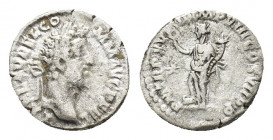 Commodus (AD 177-192). AR Denarius (16,72 mm, 2,56 g). Rome, AD 192. Laureate head r. R/ Fortuna Felix standing l., r. foot on prow, holding short cad...