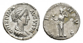 Crispina (Augusta, 178-182). AR Denarius (17,23 mm, 3,13 g). Rome, AD 178-182. Draped bust r. R/ Venus standing l., holding apple and lifting drapery....