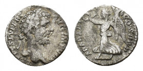 Septimius Severus (AD 193-211), AR Denarius (16,05 mm, 2,93 g). Rome, AD 196-197. Laureate head r. R/ Victory winged and draped, advancing l., holding...