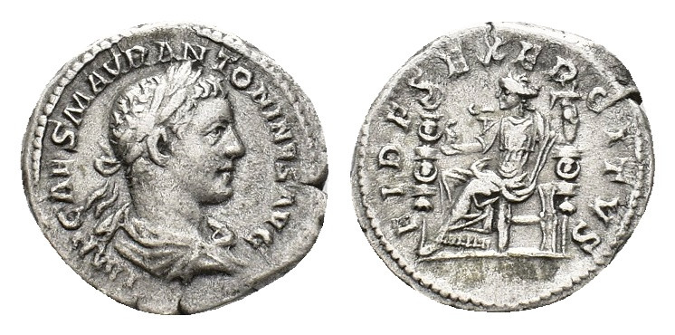 Elagabalus (AD 218-222). AR Denarius (18,79 mm, 3,00 g). Rome, AD 218-222. Laure...