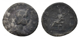 Julia Maesa (Augusta, 218-224/5). AR Denarius (18,62 mm, 2,36 g). Rome, AD 220-222. Draped bust to r. R/ Pudicitia seated to left, drawing veil over f...