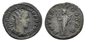 Philip I (AD 244-249). AR Antoninianus (21,52 mm, 3,64 g). Rome, AD 246. Radiate, draped and cuirassed bust r. R/ Felicitas standing l. with long cadu...