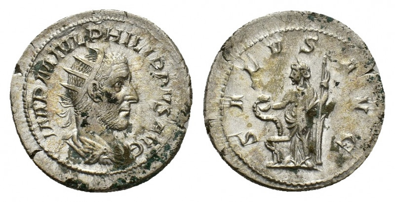 Philip I (AD 244-249). AR Antoninianus (23,36 mm, 4,72 g). Rome, AD 244. Radiate...