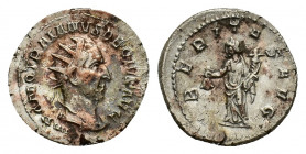 Trajan Decius (AD 249-251). AR Antoninianus (22,24 mm, 4,15 g). Rome, AD 249-251. Radiate, draped and cuirassed bust r. R/ Uberitas standing l., holdi...