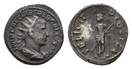 Trebonianus Gallus (AD 251-253) AR Antoninianus (22,24 mm, 3,98 g). Rome, AD 251-253. Radiate, draped and cuirassed bust of Trebonianus Gallus r. R/ F...