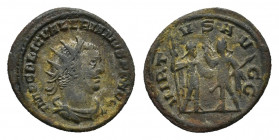 Valerian I (AD 253-260). Æ Antoninianus (21,68 mm, 3,32 g). Antioch, AD 253-260. Radiate draped bust r. R/ Valerian and Gallienus facing each other, e...