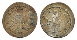 Gallienus (AD 253-268). BI Antoninianus (20,63 mm, 3,52 g). Asian mint, AD 267; Radiate and cuirassed bust r. R/ Mercury standing l., holding purse an...