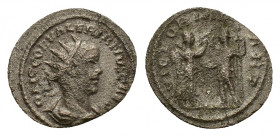 Valerian II (Caesar, 256-258). AR Antoninianus (21,29 mm, 2,57 g). Antioch, AD 257-260. Radiate and draped bust r. R/ Victory standing r., holding pal...