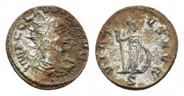 Claudius II Gothicus (268-270). BI Antoninianus (18,23 mm, 3,67 g), Antioch, AD 268-269. Radiate, draped and cuirassed bust r. R/ Minerva standing fro...