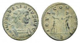 Aurelian (270-275). Ӕ Antoninianus (21,13 mm, 4,25 g).Unattributed mint. Radiate, draped and cuirassed bust r. R/ Emperor standing r., holding short t...