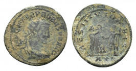 Probus (276-282). Æ Antoninianus (21,63 mm, 4,44 g). Antioch, AD 276-282. Radiate, draped and cuirassed bust r. R/ Female figure standing r., presenti...