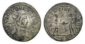 Probus (276-282). BI Antoninianus (21,29 mm, 3, 80 g). Tripolis, AD 276. Radiate, draped and cuirassed bust to r. R/ Emperor standing r., holding scep...