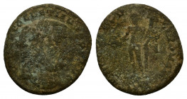 Diocletian (284-305). Æ Follis (24,53 mm, 8,58 g). Uncertain mint. Laureate head r. R/ Genius standing l., wearing modius, holding patera and cornucop...
