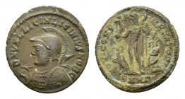 Licinius II (Caesar, 317-324). AE Follis (19,23mm, 3,08 g). Cyzicus, AD 318-320. Helmeted, cuirassed bust l., holding spear and shield. R/ Jupiter sta...