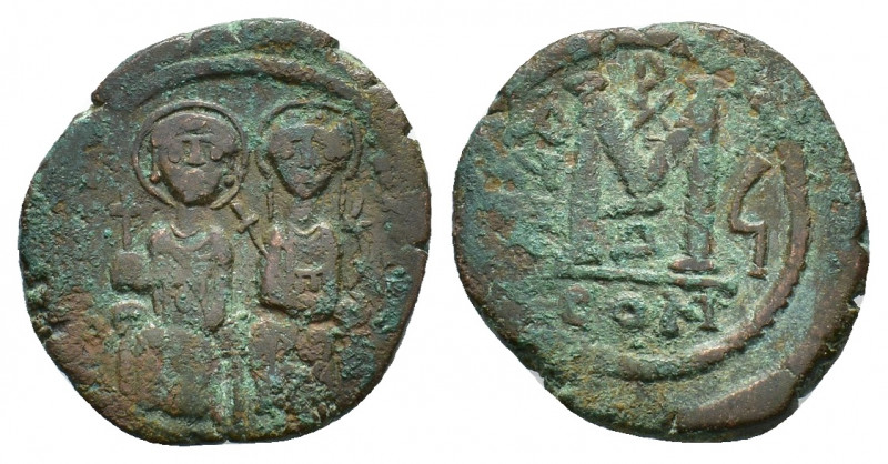 Justin II, with Sophia (565-578). Æ 40 Nummi (29,71 mm, 15,21 g). Constantinople...