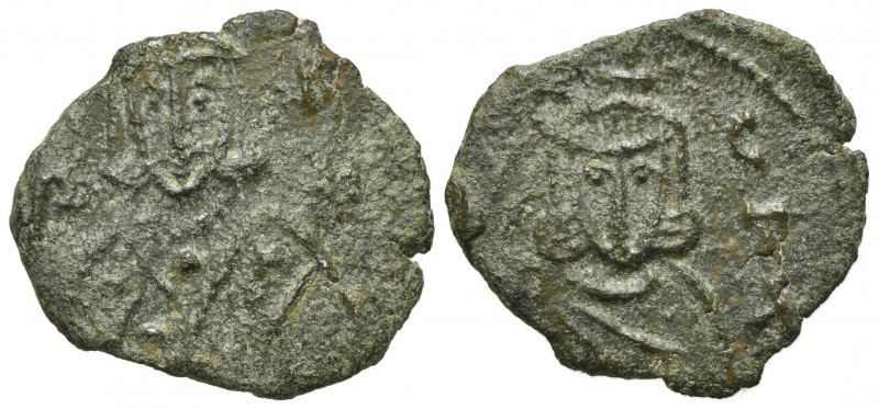 Leo V and Constantine (813-820). Æ 40 Nummi (19mm, 1.97g, 6h). Syracuse. Crowned...