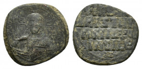 Anonymous. Æ 40 Nummi (27,15 mm, 11,64 g). Constantinople. Time of Basil II and Constantine VIII (976-1025). Nimbate facing bust of Christ, holding Bo...