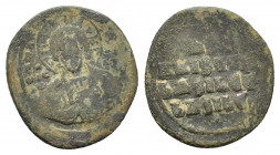 Anonymous. Æ 40 Nummi (30,99 mm, 10,25 g). Constantinople. Time of Basil II and Constantine VIII (976-1025). Nimbate facing bust of Christ, holding Bo...