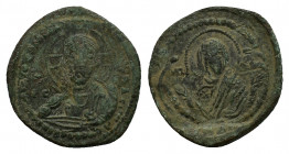 Anonymous. Time of Romanus IV (1068-1071). Æ 40 Nummi (28,54 mm, 7,62 g). Constantinople. Nimbate facing bust of Christ . R/ Facing bust of the Theoto...