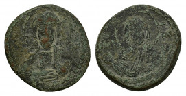 Anonymous. Time of Romanus IV (1068-1071). Æ 40 Nummi (24,36 mm, 8,74 g). Constantinople. Nimbate facing bust of Christ . R/ Facing bust of the Theoto...
