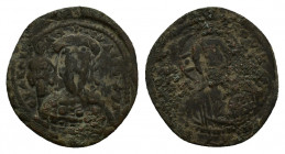Michael VII Ducas (1071-1078). Æ 40 Nummi (28,15 mm, 6,52 g). Constantinople. Nimbate facing bust of Christ, holding book of gospels, star to l. and r...