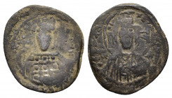 Michael VII Ducas (1071-1078). Æ 40 Nummi (28,82 mm, 6,35 g). Constantinople. Nimbate facing bust of Christ, holding Book of Gospels, star to l. and r...