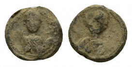 Byzantine Pb Seal, c. 10th-11th century (16mm, 3.83g). Facing bust of Saint. R/ Facing bust of Saint. Good Fine