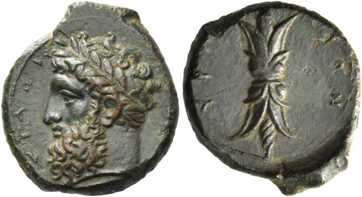 Syracuse. Hemilitra or uncia (?) circa 357-354 BC, Æ 4.17 g. [ZEY] – Σ ΕΛΕΥ[ΘΕΡΙ...