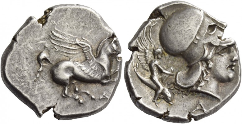 Epirus, Ambracia. Stater circa 360-338, AR 8.50 g. Pegasus flying r.; below, A. ...