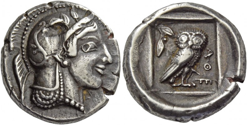 Attica, Athens. Didrachm circa 460, AR 8.48 g. Head of Athena r., wearing Attic ...