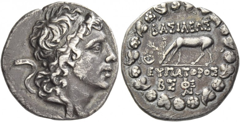 Mithradates VI Eupator, 120 – 63. Drachm 96/95, AR 4.00 g. Diademed head r. Rev....