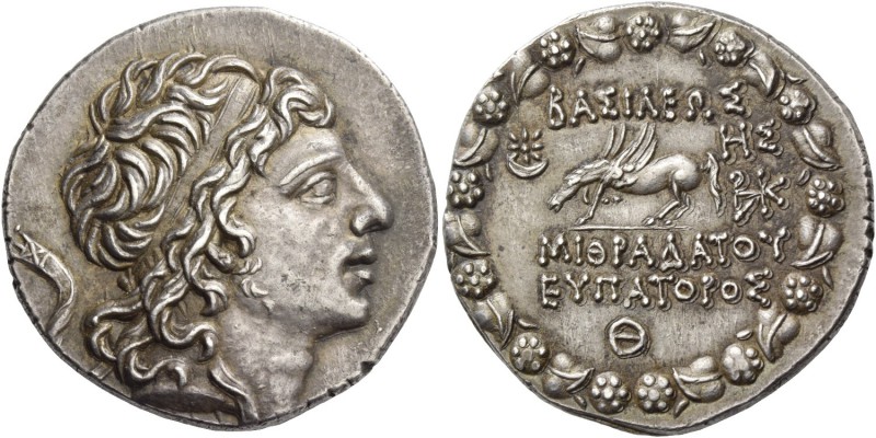 Mithradates VI Eupator, 120 – 63. Tetradrachm 90/89, AR 16.82 g. Diademed head r...