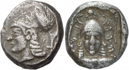 Sidqemelek, circa 435. Siglos circa 435 BC, AR 9.64 g. of Sidqemelek in Phoenician characters Head of Athena l., wearing Corinthian helmet. Rev. of Si...