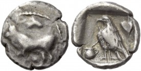 Stasandros, 460 – ???. 1/12 siglos circa 450 BC, AR 0.83 g. Bull standing l; above, winged solar disc. Rev. Eagle standing l.; in l. field, vase and i...