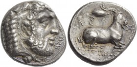 Evagoras I, 411 – 373. Siglos circa 411-373 BC, AR 11.08 g. e u wa go ro in Cypriot characters Head of Heracles r., wearing lion’s skin headdress. Rev...