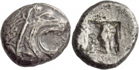 Cyprus, Uncertain mint. Siglos circa 515-485, AR 10.53 g. Head of lion r., with open jaws. Rev. Incuse punch. Traité II –. BMC p. xlvi, pl. XXV, 11 (G...