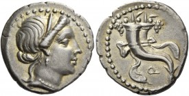 Q. Denarius, uncertain mint 81, AR 4.00 g. Diademed head of Venus r. Rev. Double cornucopiae tied with fillet; below, Q. Babelon Cornelia 33. Sydenham...
