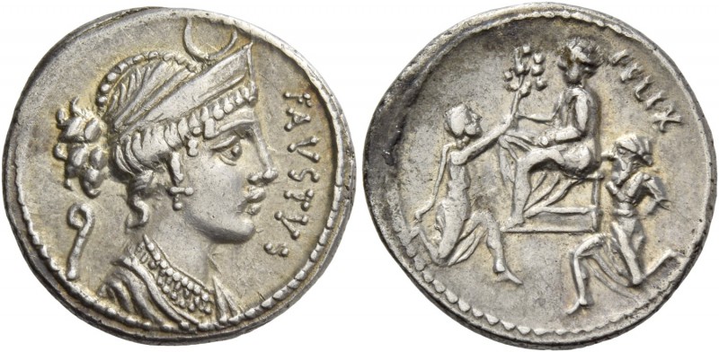 Faustus Cornelius Sulla. Denarius 56, AR 3.97 g. FAVSTVS Diademed and draped bus...