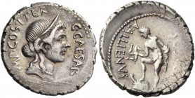 C. Iulius Caesar and A. Allienus. Denarius, Sicily 47, AR 4.05 g. C·CAESAR – [I]MP·COS·ITER Diademed and draped bust of Venus r. Rev. A·ALLIENVS – [PR...