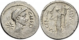 C. Iulius Caesar and P. Sepullius Macer. Denarius 44, AR 3.85 g. CAESAR[·IMP] Wreathed head of Caesar r.; behind, eight-rayed star. Rev. P·SEPVLL[IVS]...