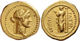 C. Vibius Varus. Aureus 42, AV 7.98 g. Laureate head of Apollo r. Rev. C·VIBIVS – VARVS Venus standing l., looking at herself in mirror held in l. han...