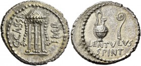 C. Cassius and Lentulus Spint. Denarius, mint moving with Brutus and Cassius 43-42, AR 3.74 g. C·CASSI – IMP Tripod with cortina, decorated with two l...