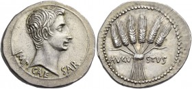 Octavian as Augustus, 27 BC – 14 AD. Cistophoric tetradrachm, Pergamum circa 27-26, AR 11.97 g. IMP – CAE – SAR Bare head r. Rev. AVGV – STVS Six bunc...
