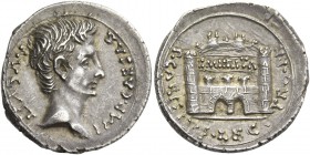 Octavian as Augustus, 27 BC – 14 AD. Denarius, Emerita circa 25-23 BC, AR 3.56 g. IMP CAESAR – AVGVST Bare head r. Rev. P CARISIVS – LEG PRO PR Circul...