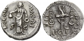 Clodius Macer, April (?) – October (?) 68. Denarius, Carthage (?), April – October (?) 68, AR 3.63 g. L CLODI – MACRI / S – C Libertas standing l., ho...