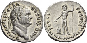 Vespasian, 69 – 79. Denarius 76, AR 3.60 g. IMP CAESAR – VESPASIANVS AVG Laureate head r. Rev. IOVIS – CVSTOS Jupiter standing facing, holding sceptre...