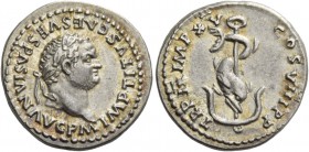 Titus augustus, 79 – 81. Denarius 1st January-30th June 80, AR 3.56 g. IMP TITVS CAES VESPASIAN AVG P M Laureate head r. Rev. TR P IX IMP XV – COS VII...