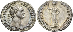 Domitian augustus, 81 – 96. Denarius 85, AR 3.59 g. IMP CAES DOMIT AVG – GERM P M TR P IIII Laureate head r., wearing aegis. Rev. IMP VIIII COS XI – C...