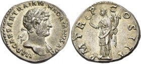 Hadrian, 117-138. Denarius 119-122, AR 3.63 g. IMP CAESAR TRAIAN – HADRIANVS AVG Laureate bust r., with drapery on l. shoulder. Rev. P M TR – P – C – ...