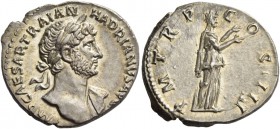 Hadrian, 117-138. Denarius 119-122, AR 3.62 g. IMP CAESAR TRAIAN – HADRIANVS AVG Laureate bust r., with drapery on l. shoulder. Rev. P M TR P COS III ...